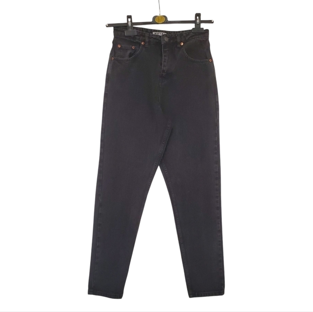 Motel Rocks Denim Womens Moms Jeans High Rise Tapered Black Wash Size 10